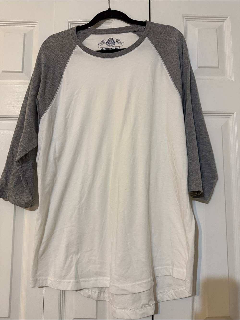 American Rag White & Gray Raglan Baseball Tee